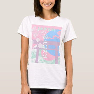 Camiseta Viagem de Arte de Quioto no Japão, Pink Preppy Art