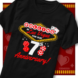 Camiseta Viagem de Casais de 7º Aniversário em Las Vegas co