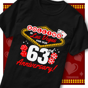 Camiseta Viagem de Casal de Aniversário de 63 Anos em Las V