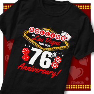 Camiseta Viagem de Casal de Aniversário de 76 Anos Girando