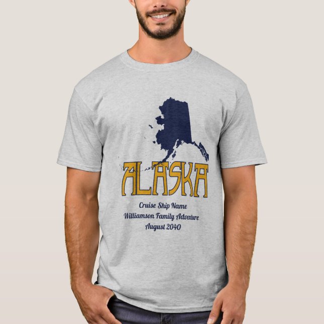 Camiseta Viagem de Cruzeiro da Família Alaska Azul (Frente)