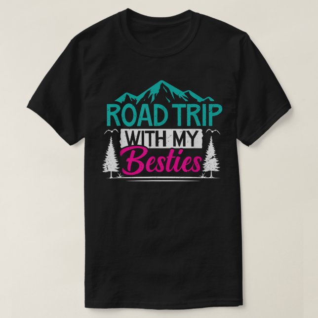 Camiseta Viagem De Estrada Com Minha Bestie Férias De Viage (Frente do Design)