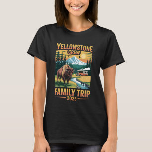 Camiseta Viagem de Família da Tripulação Bisão de Wyoming P