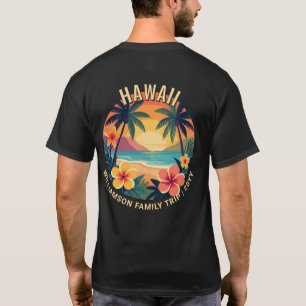 Camiseta Viagem de Família Férias Tropicais Retrô Personali