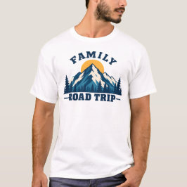 Camiseta Viagem de Família Montanha Pôr do Sol
