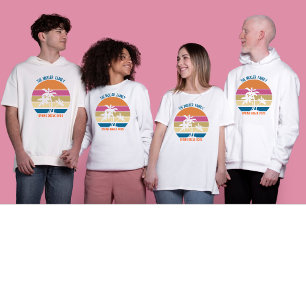 Camiseta Viagem de Férias de Primavera Praia Pôr do Sol Fam