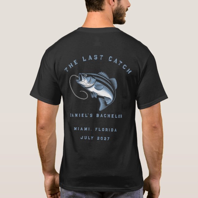 Camiseta Viagem de Fim de Semana com Tema de Pesca Despedid (Verso)