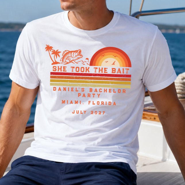 Camiseta Viagem de Fim de Semana com Tema de Pesca Despedid (Criador carregado)