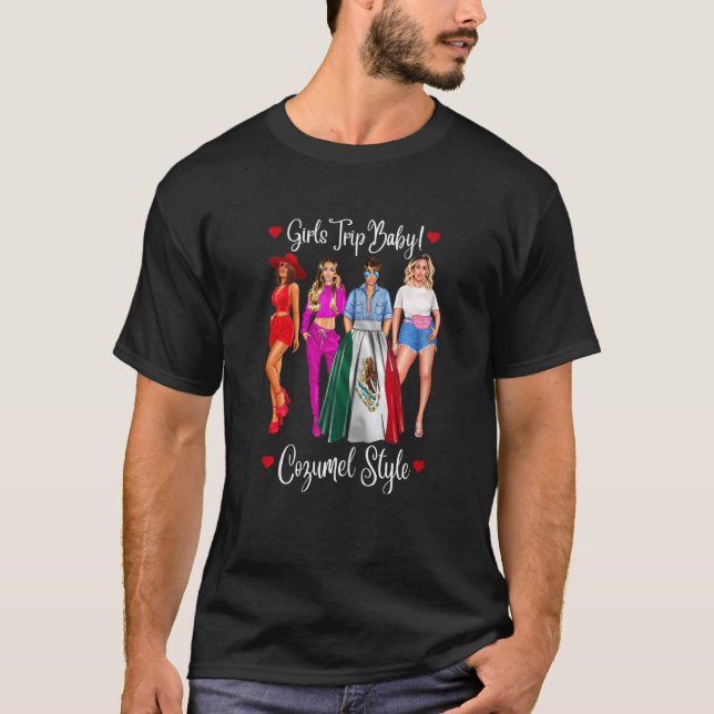 Camiseta Viagem de Garotas de Cozumel Feminina Férias Latin (Frente)