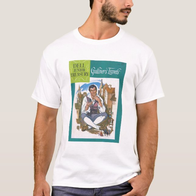 Camiseta Viagem de Gulliver - Histórias em quadrinhos retró (Frente)