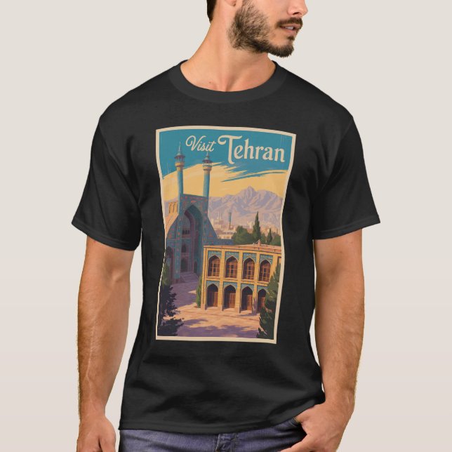 Camiseta Viagem de Ilustração do Palácio Golestan do Teerão (Frente)
