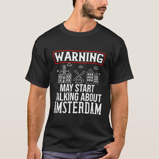 Camiseta Viagem de Mapa de Skyline Cidade de Amsterdã Holan (Frente)