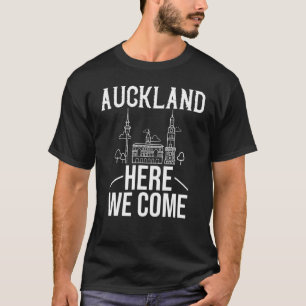 Camiseta Viagem de Mapa Skyline da Cidade Nova Zelândia