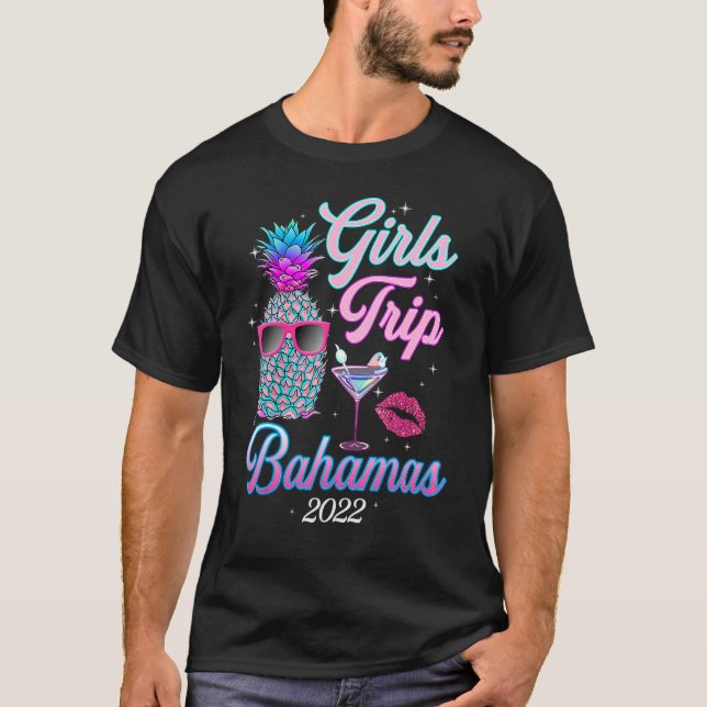 Camiseta Viagem de Meninas 2022 Para Mulheres Bahamas Festa (Frente)