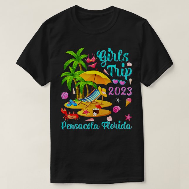 Camiseta Viagem de Meninas 2023 Vacinação de Praia Pensacol (Frente do Design)