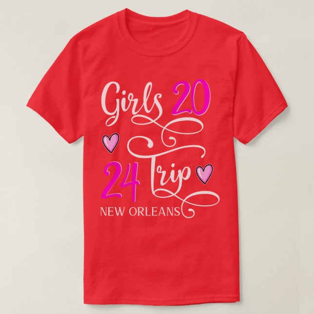 Camiseta Viagem de Meninas 2024 Nova Orleans Louisiana (Frente do Design)
