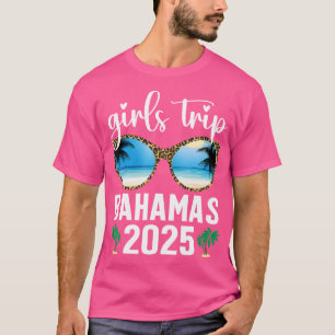 Camiseta Viagem de Meninas Bahamas 2025 Óculos de Sol Leopa