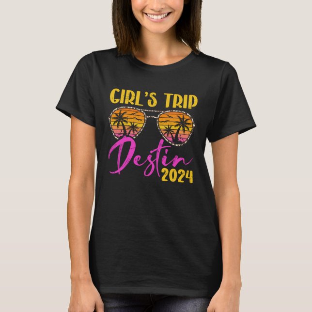 Camiseta Viagem de Meninas Destin Flórida 2024 Combinando B (Frente)