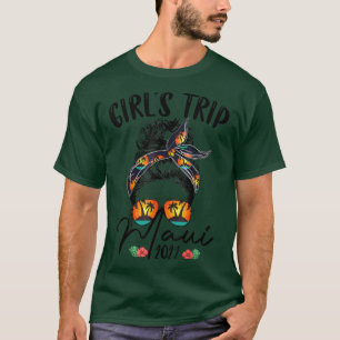 Camiseta Viagem de Meninas Maui 2022 Havaí Coque Cabelo Fér