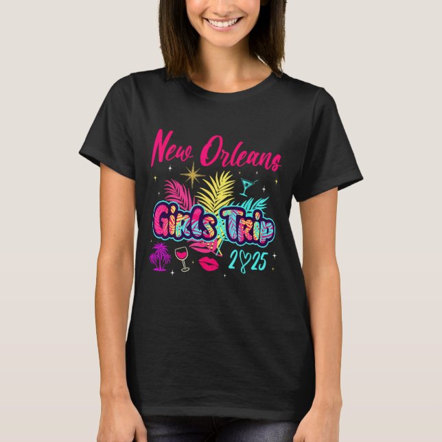 Camiseta Viagem de Meninas para Nova Orleans 2025 Festa de  (Frente)