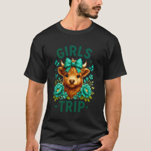 Camiseta Viagem de Meninas Vaca Floral Fofo Fim de Semana d