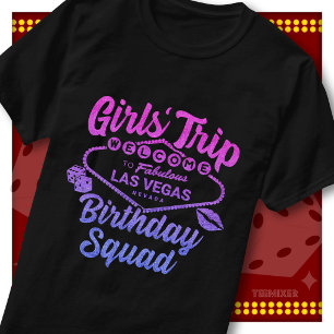 Camiseta Viagem de Meninas Vegas Equipe de Aniversário Corr