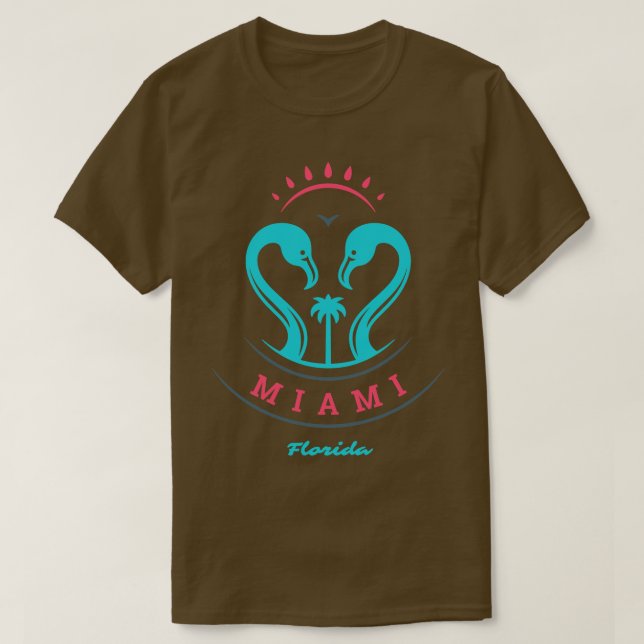 Camiseta Viagem de Miami Florida Flamingos (Frente do Design)