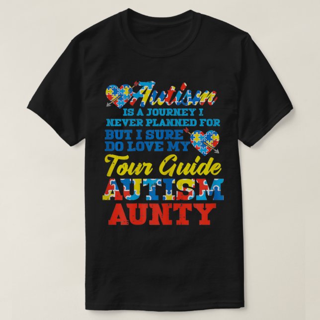 Camiseta Viagem de Mulheres Autismo Nunca Planejada Guia Tu (Frente do Design)