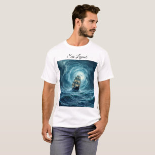 Camiseta Viagem de navio galeão de tempestade oceânica