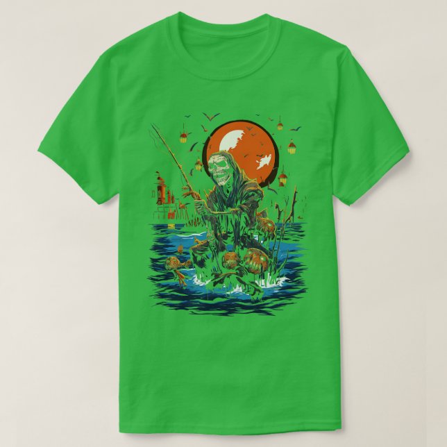 Camiseta Viagem de pesca assombrada apodrecida Angler 2 (Frente do Design)