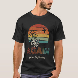 Camiseta Viagem de pôr-do-sol retrô das palmeiras Fora nova