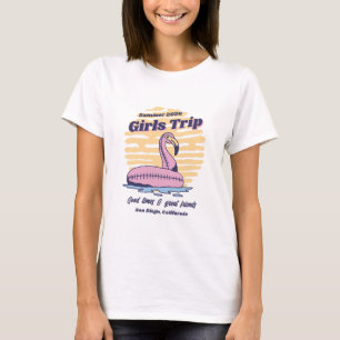 Camiseta Viagem de Praia das Garotas Compatíveis Flamingo R