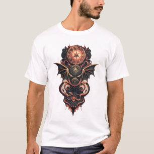 Camiseta Viagem de tempo místico com asas, relógio de galão