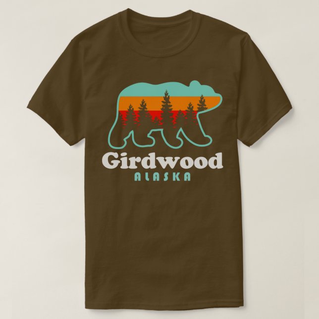 Camiseta Viagem de Urso de Girdwood Alaska (Frente do Design)