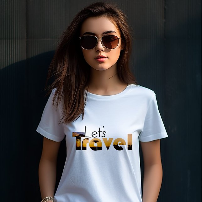 Camiseta Viagem de vamos | Sun Set Holidays T Shirt (Lets Travel Holiday T Shirt)