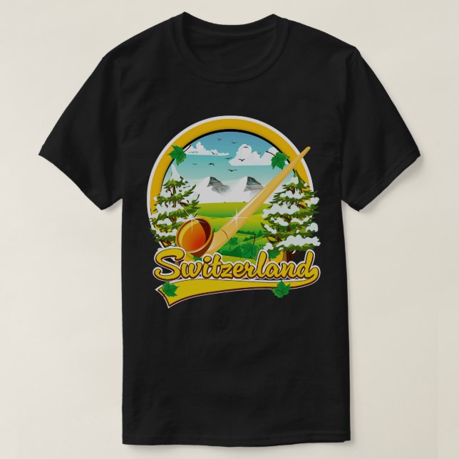 Camiseta viagem do alfabeto suiça (Frente do Design)