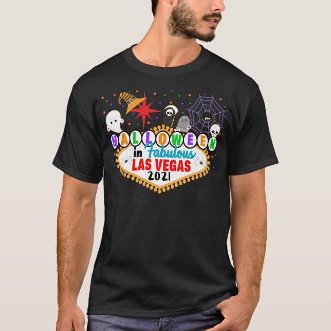 Camiseta Viagem do Halloween Las Vegas Correspondente (Frente)