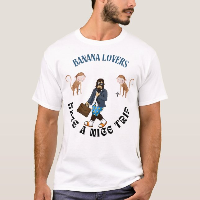 Camiseta Viagem do Macaco para Amantes de Banana e Diversão (Frente)