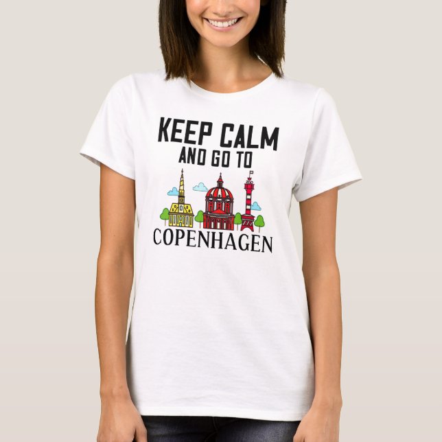 Camiseta Viagem do Mapa de Skyline Cidade de Copenhagen Din (Frente)