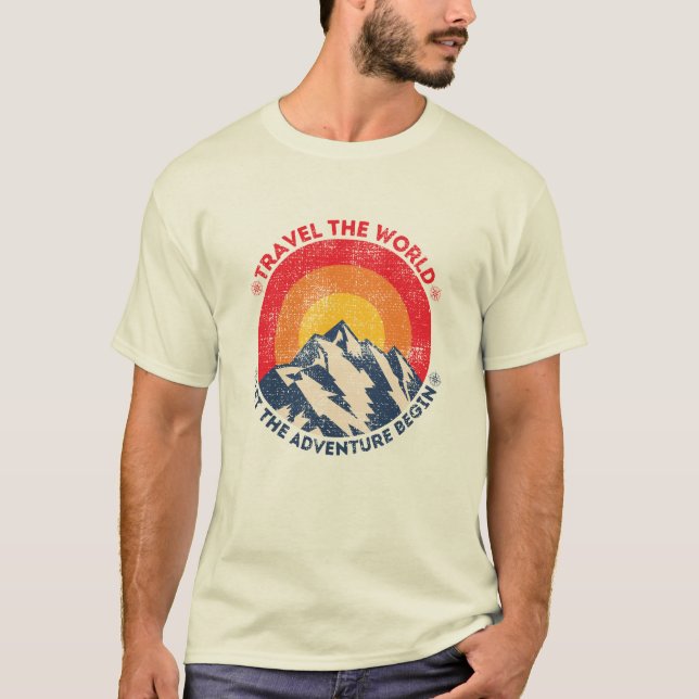 Camiseta viagem do mundo que a aventura comece a viajar (Frente)
