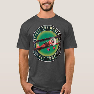 Camiseta Viagem do mundo voa hoje edição vermelha e verde