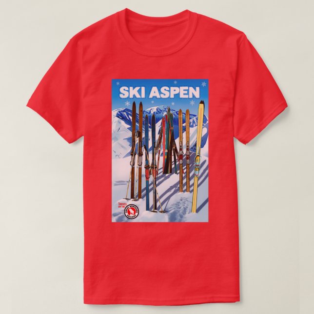 Camiseta Viagem do VintageStyle Ski Aspen (Frente do Design)