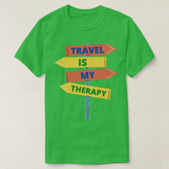 Camiseta Viagem é minha terapia essencial (Frente do Design)