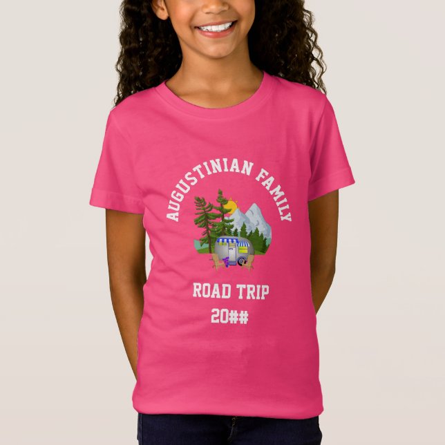 Camiseta Viagem em Estrada para a Família de Meninas Cutes (Frente)