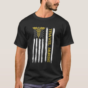 Camiseta Viagem Enfermeira Americana Flag Rn Transport Viag