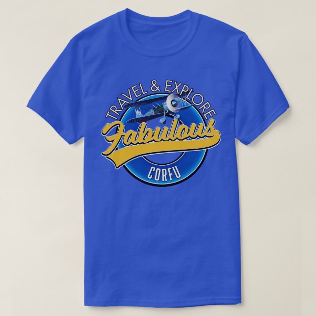 Camiseta viagem exploração fabulosa de Corfu (Frente do Design)