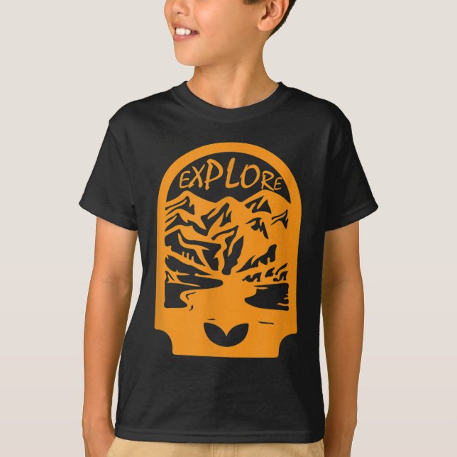 Camiseta Viagem Explorar Garoto de Campos Casuais Gráficos  (Frente)