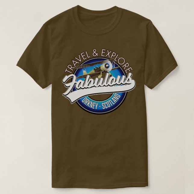 Camiseta viagem explore a fabulosa Orkney Scotlands (Frente do Design)