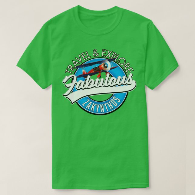 Camiseta viagem explore o fabuloso Zakynthos (Frente do Design)