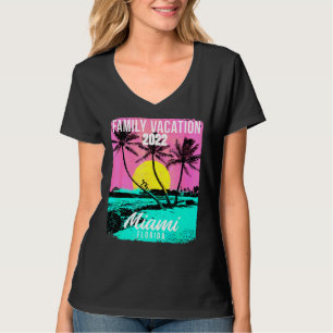Camiseta Viagem Familiar da Flórida de Miami Beach Palm Tre